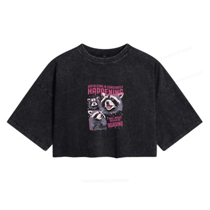 Pagewings And I Would Rather Be Reading Women's Washed Cropped T-shirt