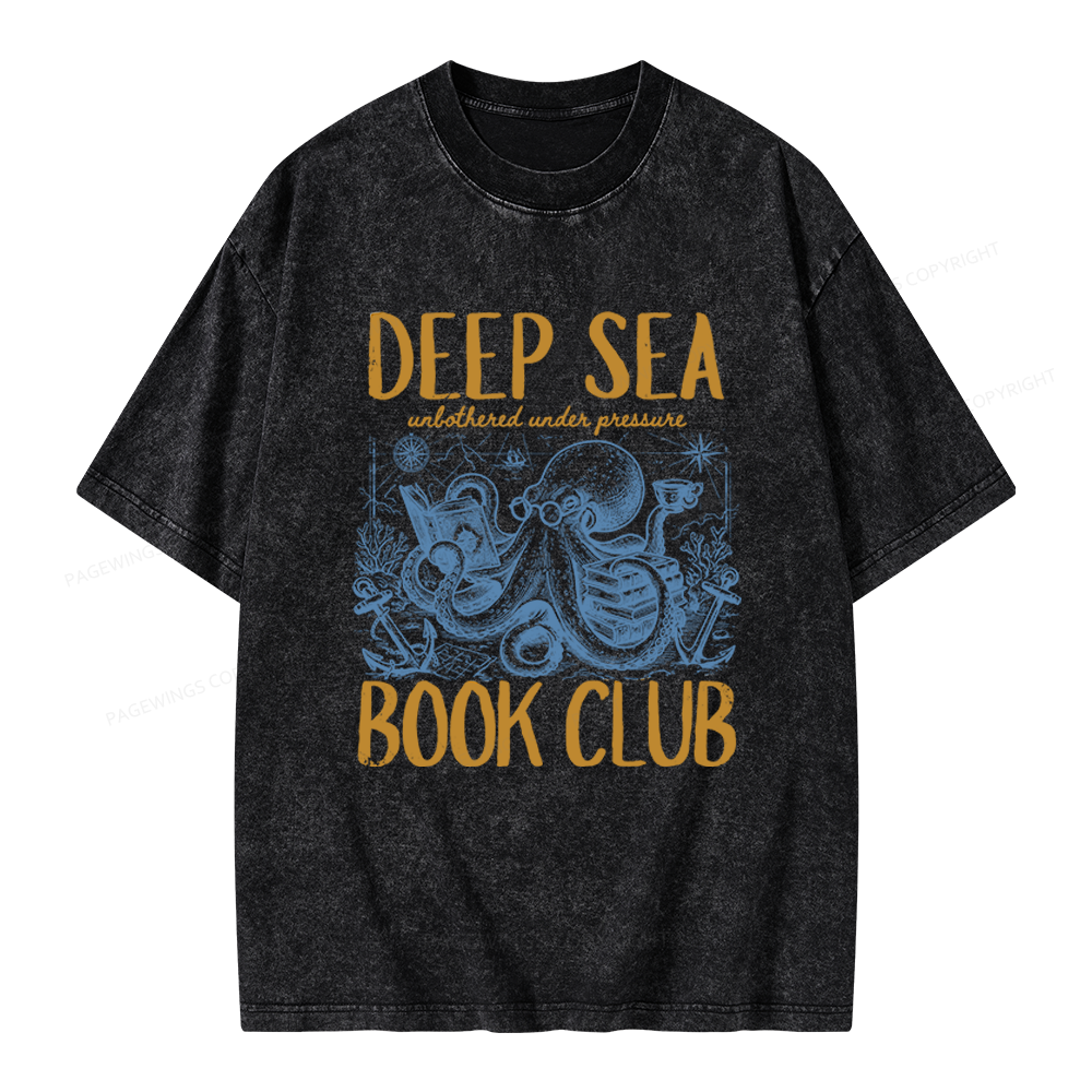 Pagewings Deep Sea Book Club Unisex Washed T-shirt