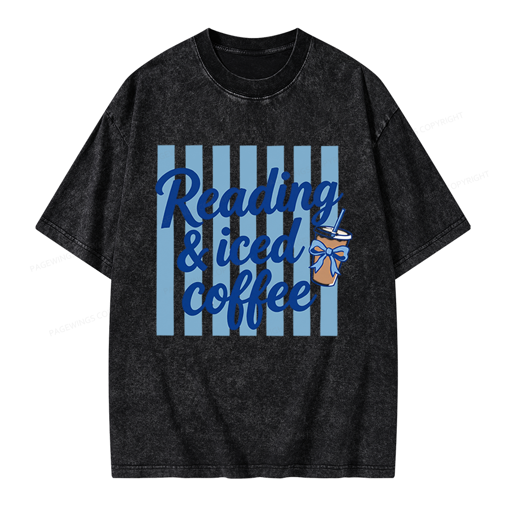 Pagewings Reading And Iced Coffee Unisex Washed T-shirt