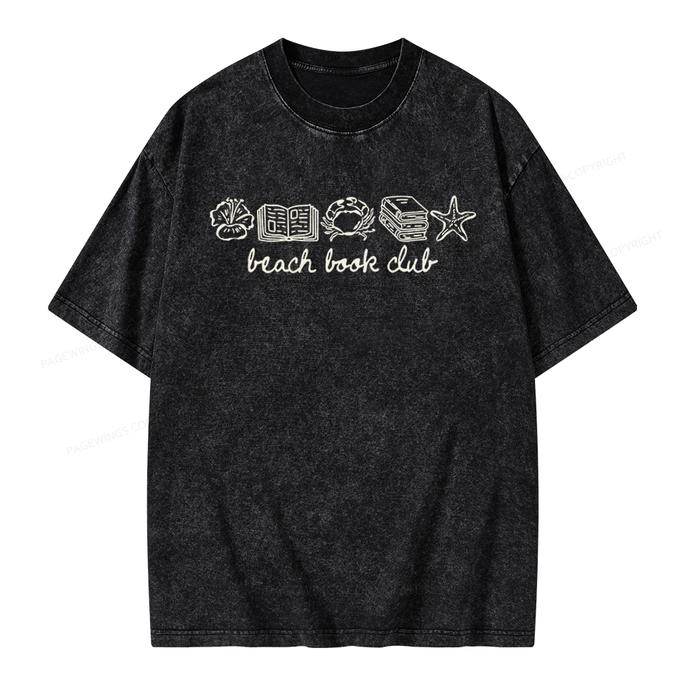 Pagewings Beach Book Club Unisex Washed T-shirt