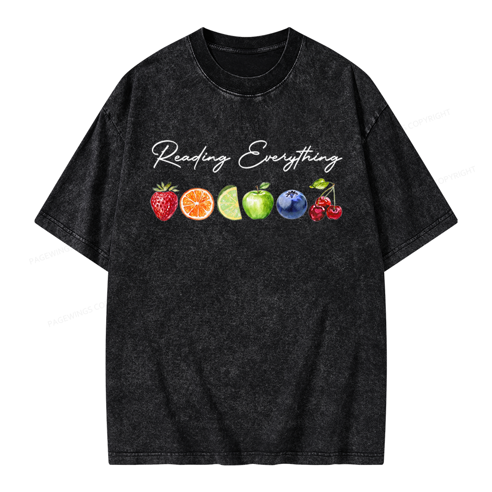 Pagewings Reading Everything Unisex Washed T-shirt