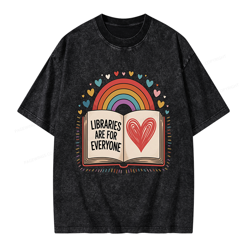 Pagewings Libraries Are For Everyone Unisex Washed T-shirt