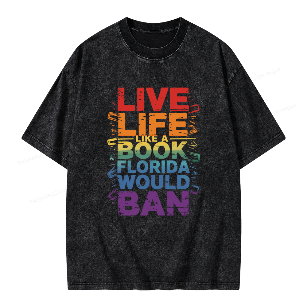 Pagewings Live Life Like A Book Unisex Washed T-shirt