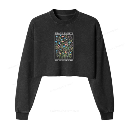 Pagewings Literacy And Justice For All Washed Crop Sweatshirt