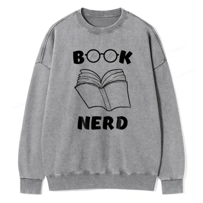 Pagewings Book Nerd Funny Book Unisex Washed Sweatshirt