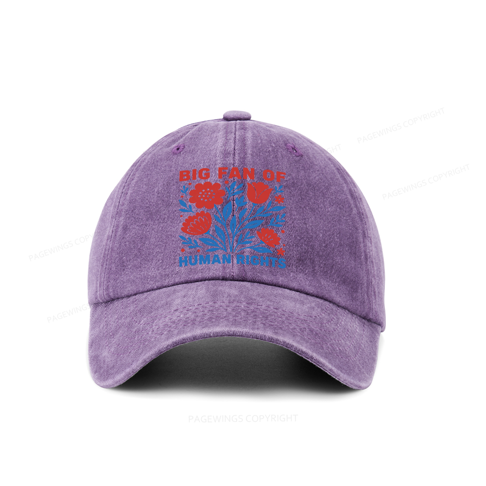 Pagewings Big Fan Of Human Rights  Washed Cap