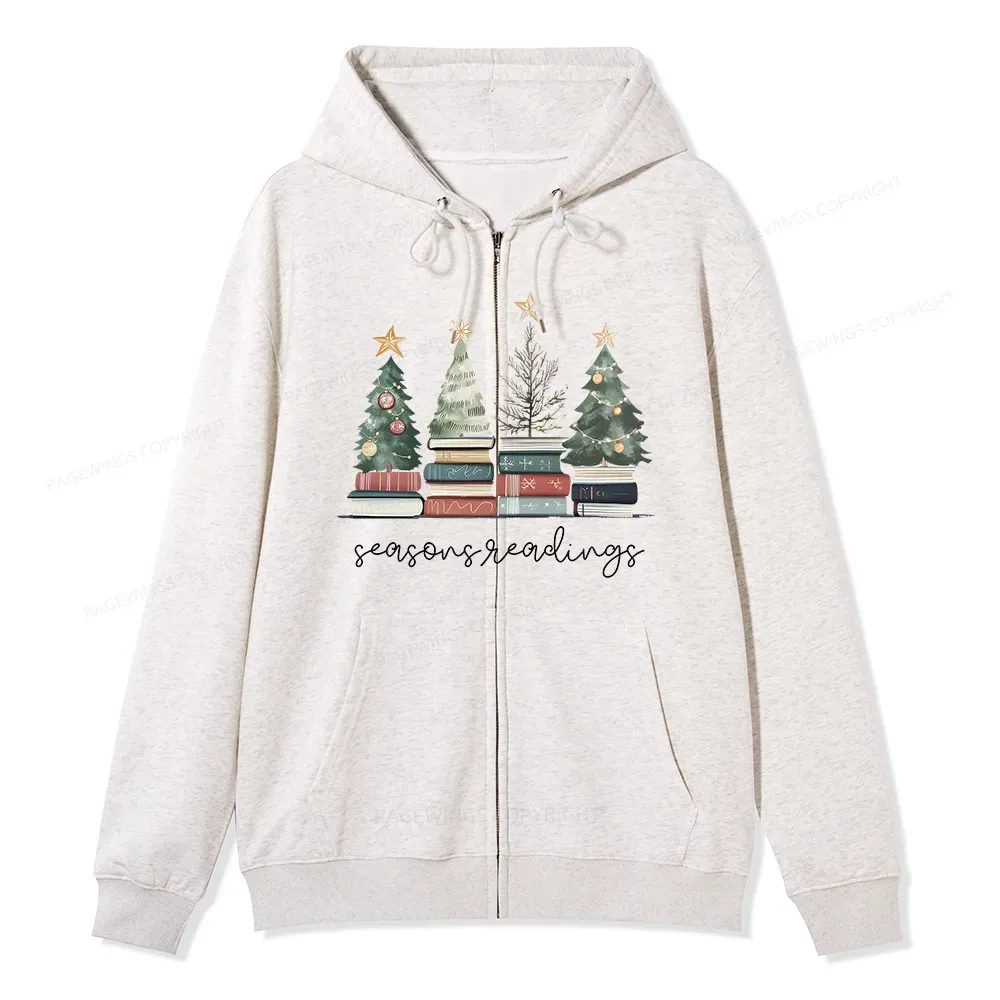 Pagewings Bookish Christmas Unisex Fleece Zip Up Hoodie