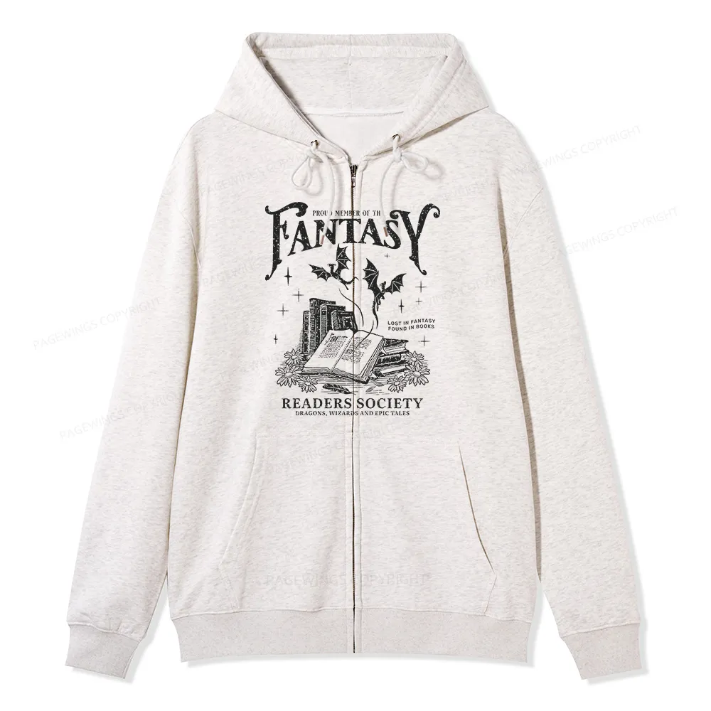 Pagewings Fantasy Readers Society Unisex Fleece Zip Up Hoodie