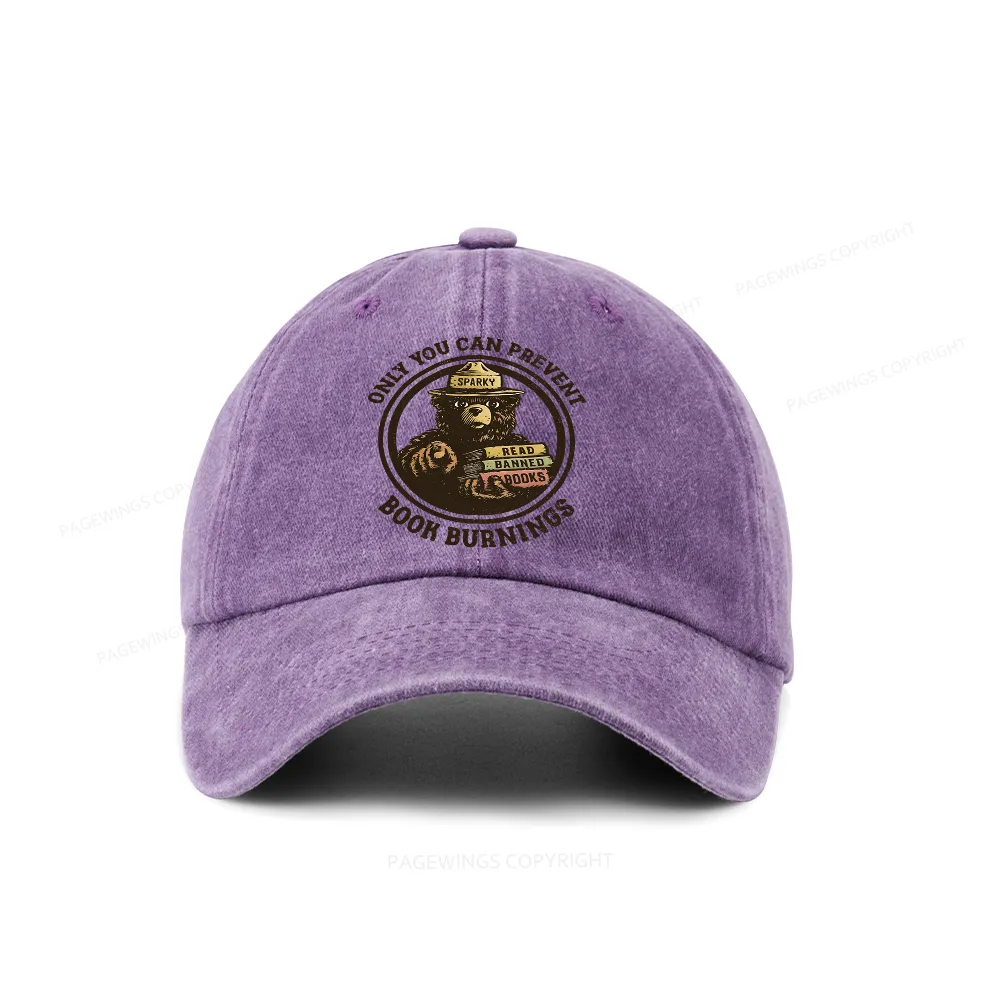Pagewings Only You Can Prevent Book Burnings Washed Cap