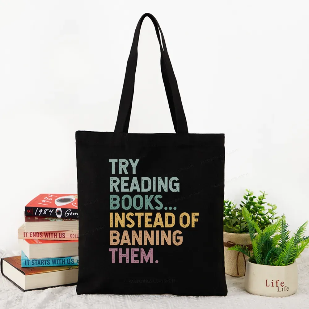 Pagewings Try Reading Books Tote Bag