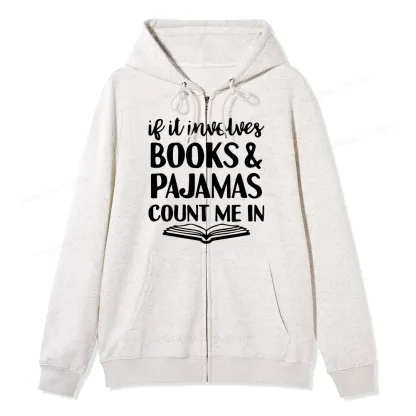 Pagewings Books And Pajamas Unisex Fleece Zip Up Hoodie