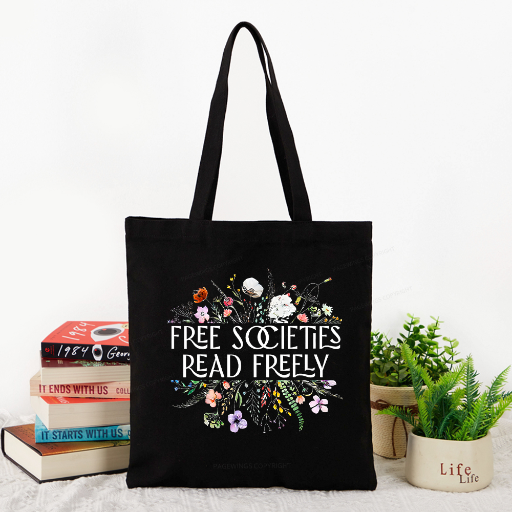 Pagewings Free Societies Read Freely Tote Bag