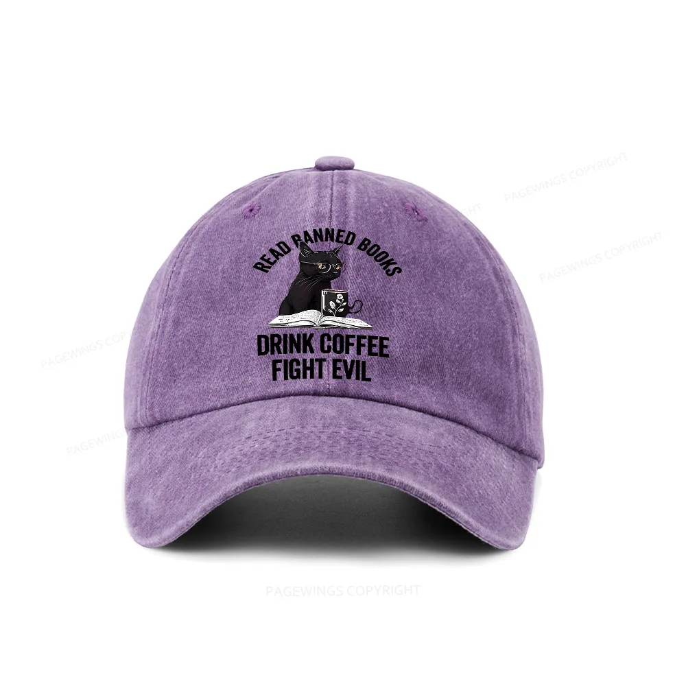 Pagewings Read Books Drink Coffee Fight Evil Washed Cap