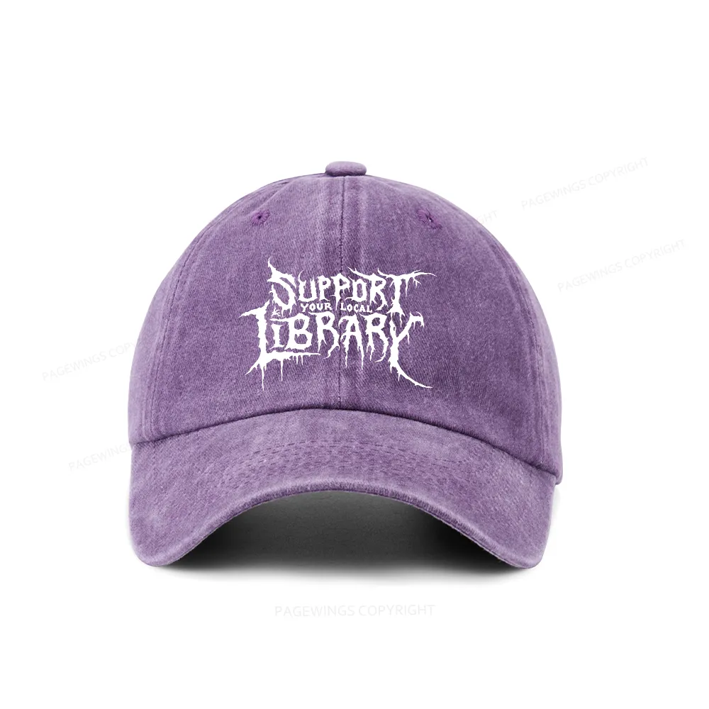 Pagewings Support Your Local Library Washed Cap