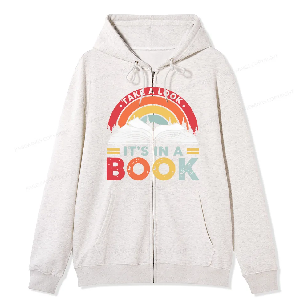 Pagewings Take A Look It's In A Book Unisex Fleece Zip Up Hoodie