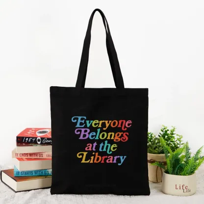 Pagewings Everyone belongs at the library Tote Bag