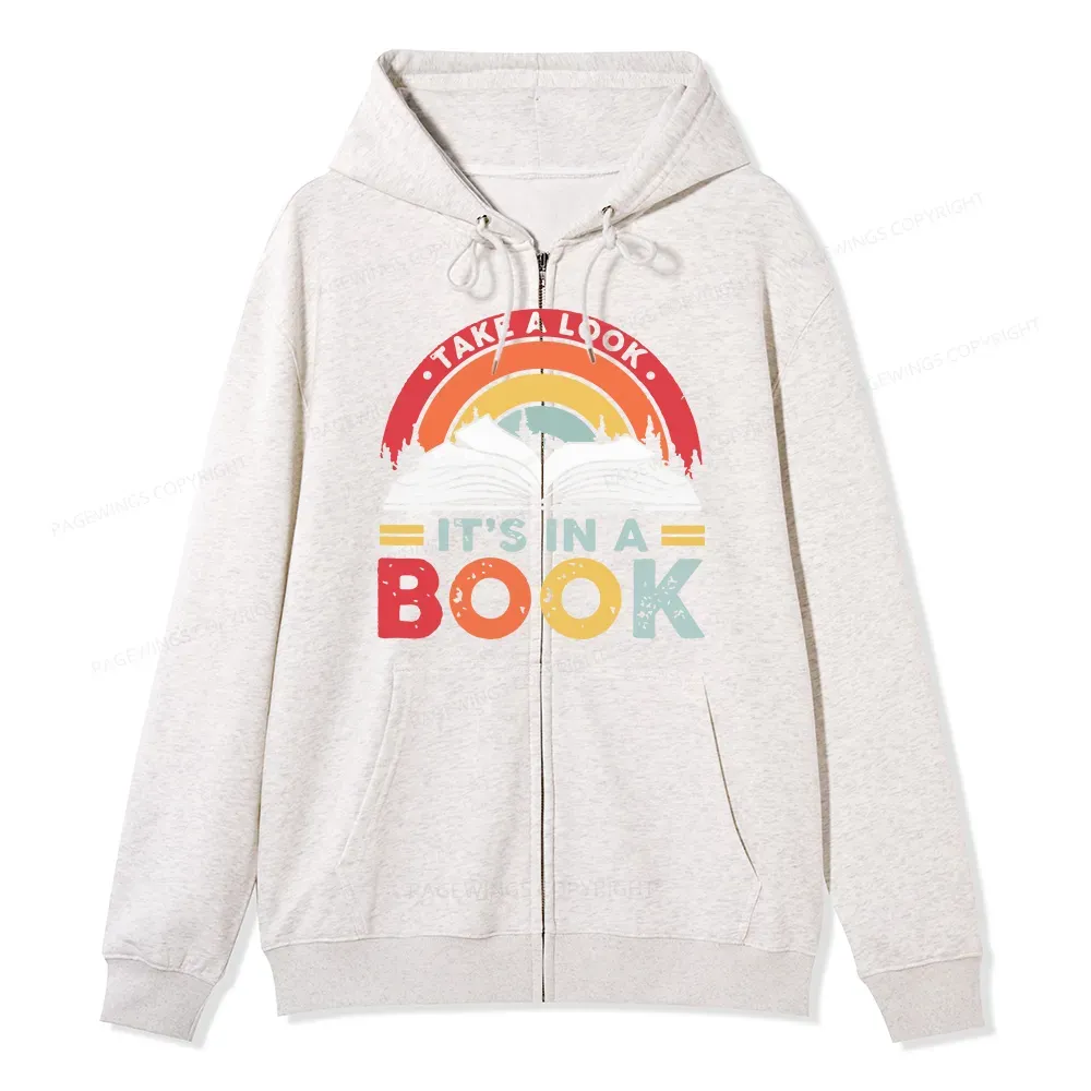 Pagewings Take A Look It's In A Book Unisex Fleece Zip Up Hoodie