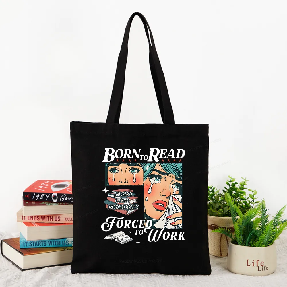 Pagewings Born To Read Bookish Tote Bag