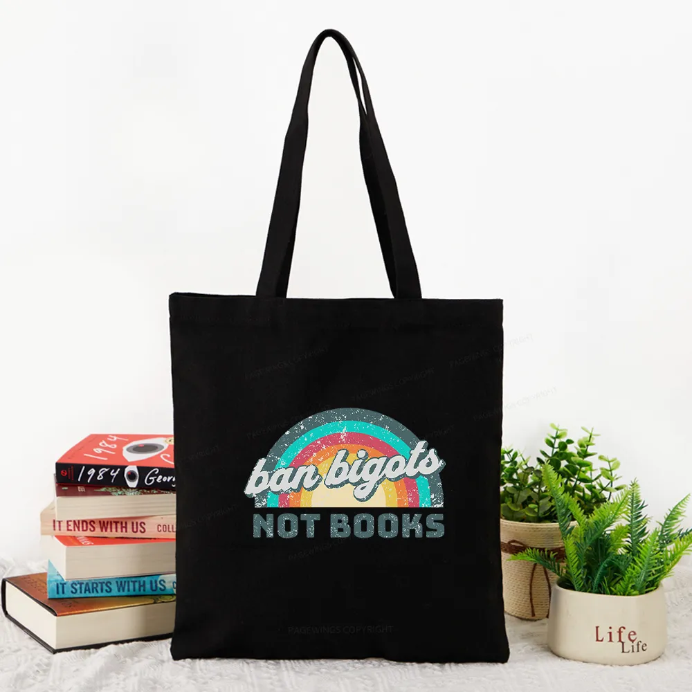 Pagewings Ban Bigots Not Books Tote Bag