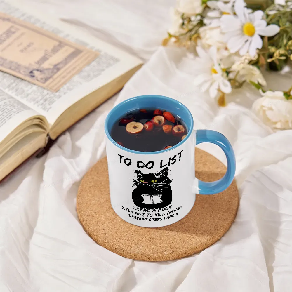 Pagewings Black Cat To Do List Mug