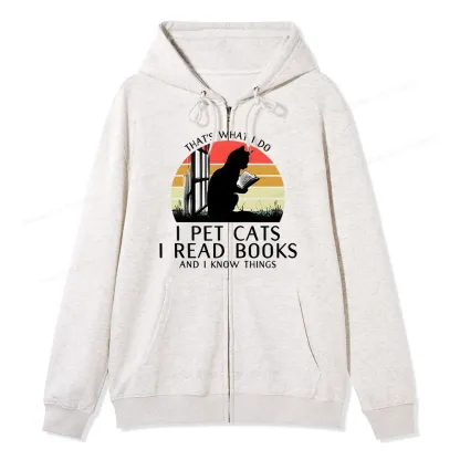 Pagewings Cat And Book Unisex  Fleece Zip Up Hoodie