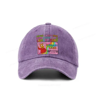 Pagewings Having Fun Isn't Hard When You've Got A Library Card Teacher Vintage Washed Cap
