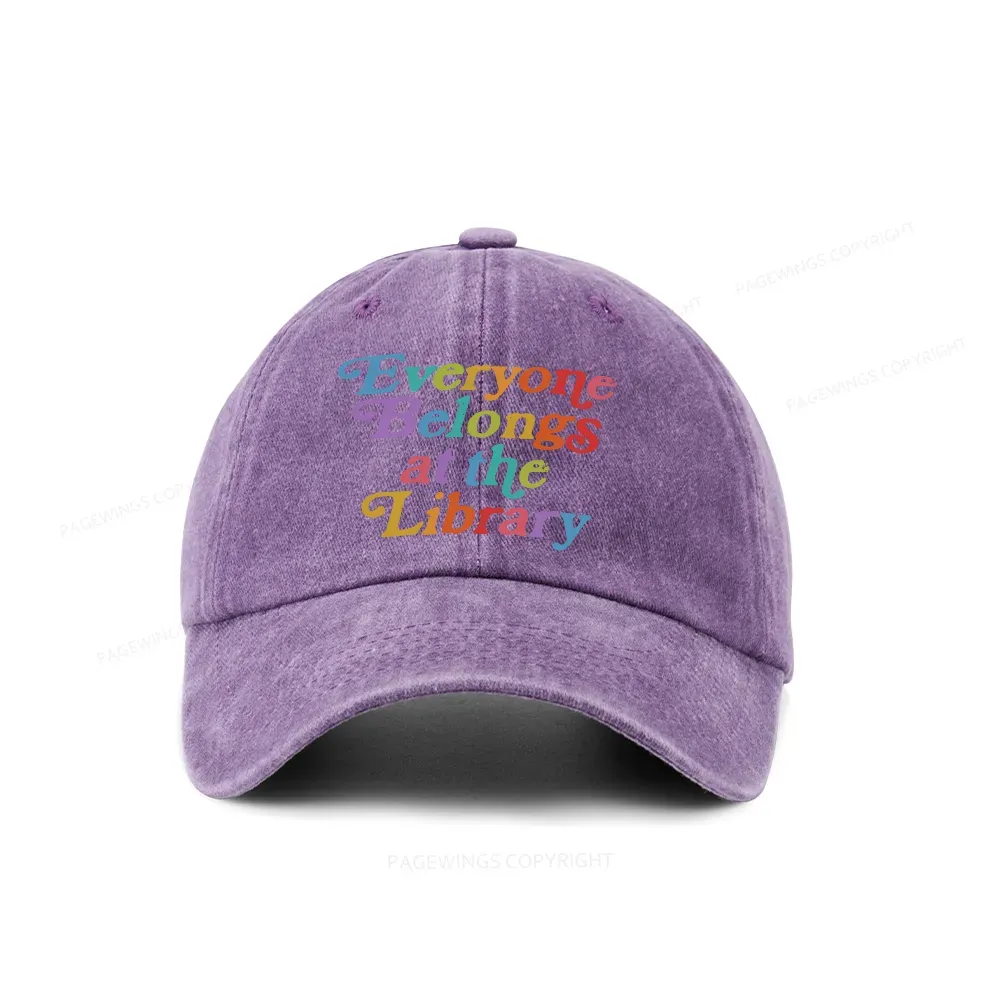 Pagewings Everyone belongs at the library Washed Cap