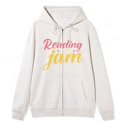 Pagewings Reading is My Jam Unisex Fleece Zip Up Hoodie