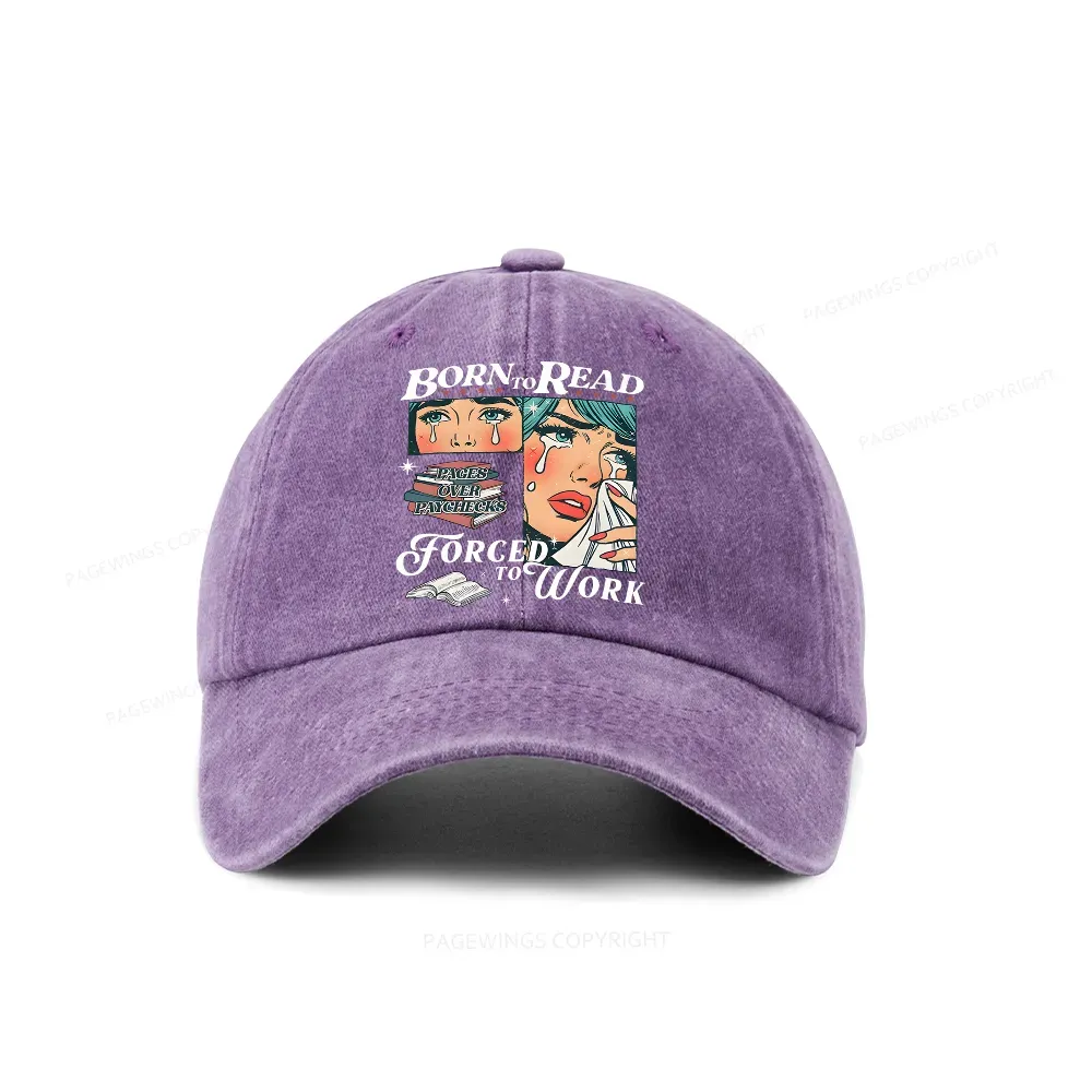 Pagewings Born To Read Bookish Washed Cap