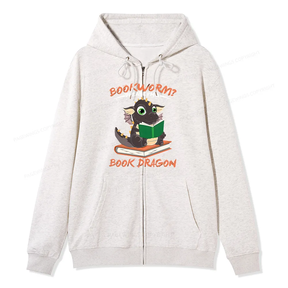 Pagewings Book Dragon Unisex Fleece Zip Up Hoodie