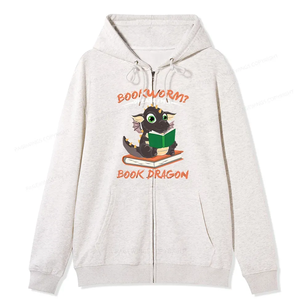 Pagewings Book Dragon Unisex Fleece Zip Up Hoodie