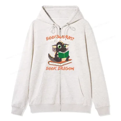 Pagewings Book Dragon Unisex Fleece Zip Up Hoodie
