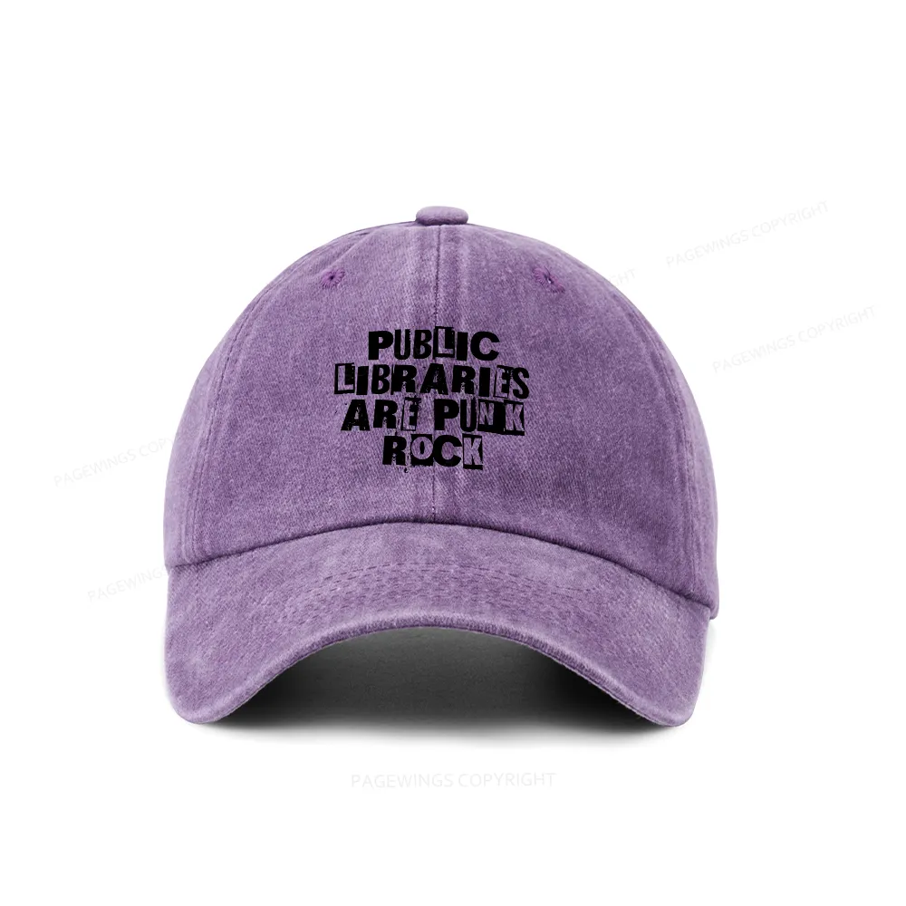 Pagewings Public Libraries Are Punk Rock Washed Cap