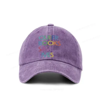 Pagewings Queer Books Save Lives Washed Cap