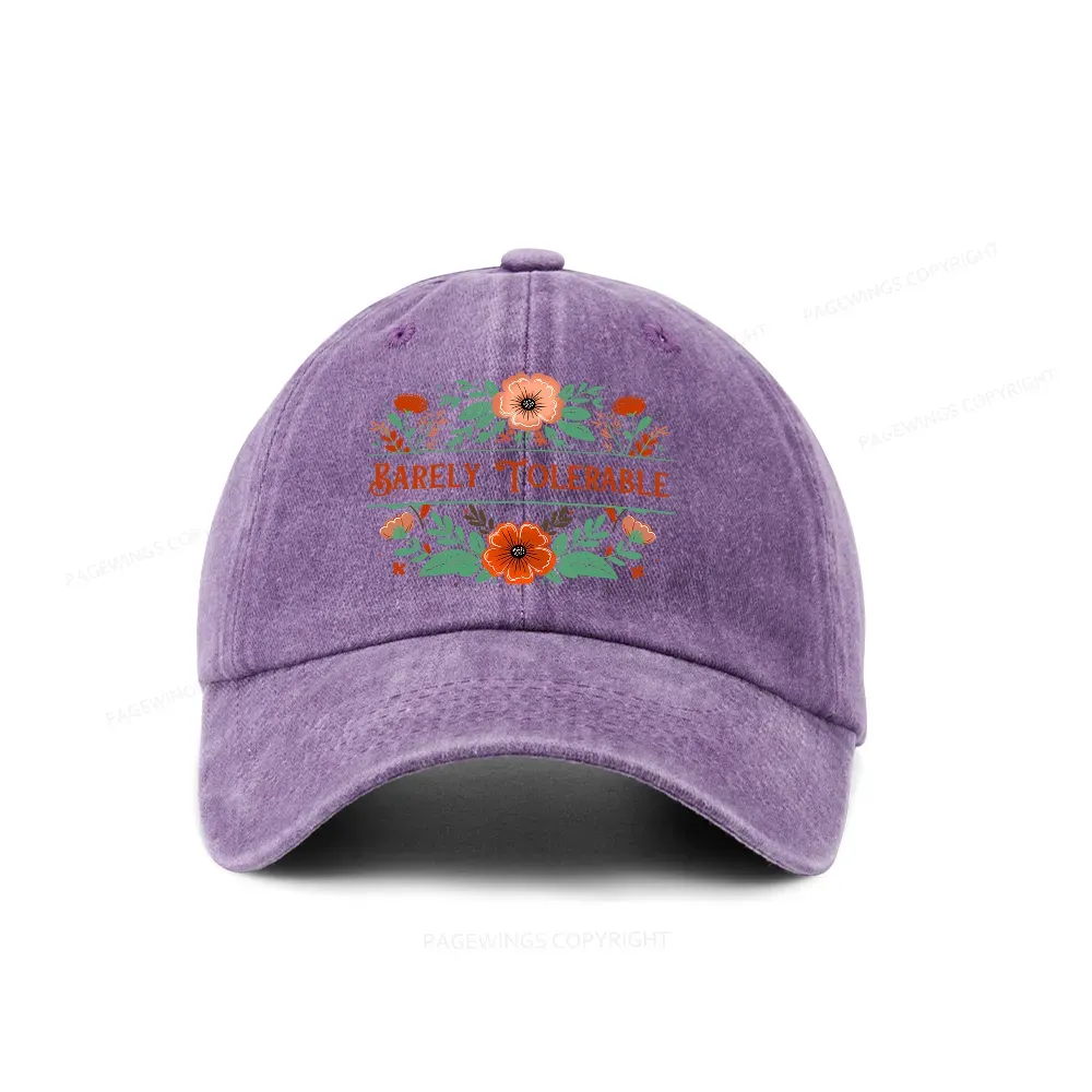 Pagewings Barely Tolerable Book Lover Bookish Washed Cap