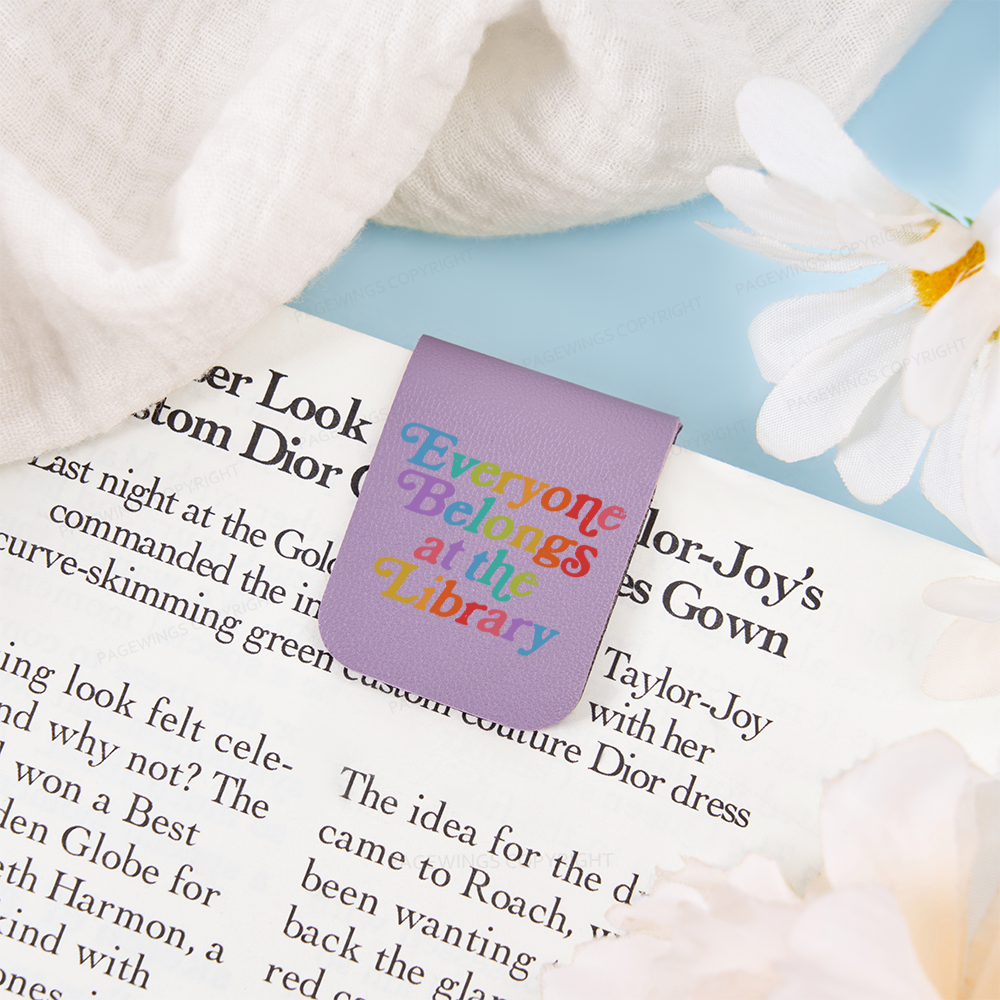 Pagewings Everyone belongs at the library Feathers Quotes Magnetic Bookmark