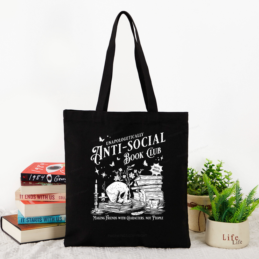 Pagewings Anti-social Book Club Comfort Colors Tote Bag