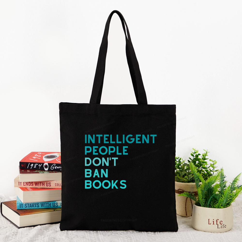 Pagewings Intelligent People Don't Ban Books Tote Bag