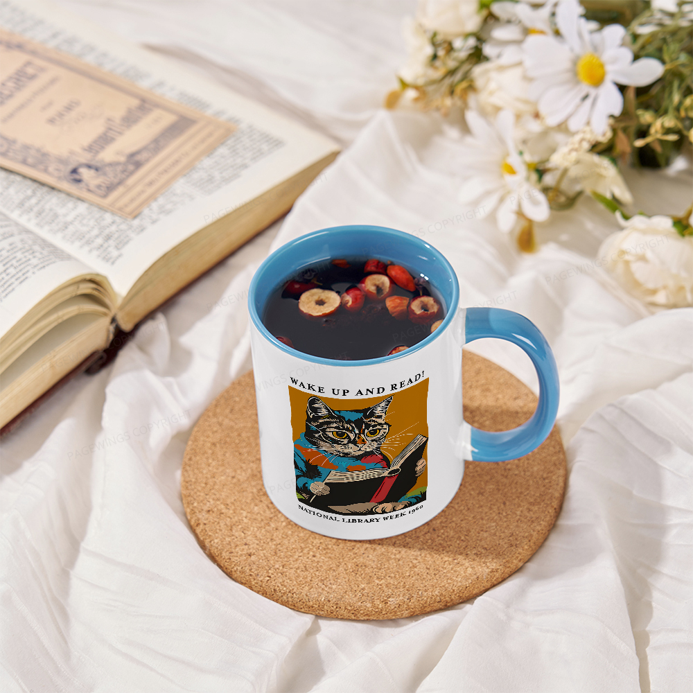 Pagewings Cat Reading Poster Mug