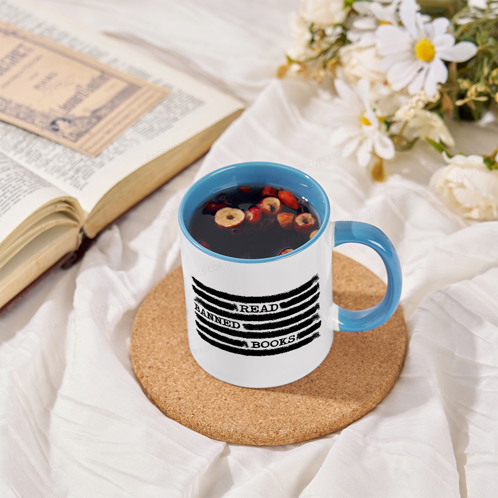 Pagewings Read Banned Books Bookworm Librarian Mug