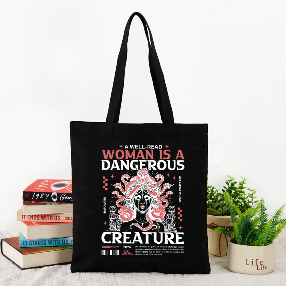 Pagewings A Well-Read Woman is A Dangerous Creature Tote Bag