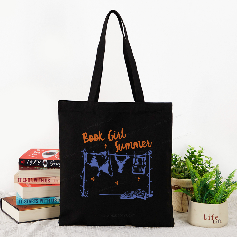 Pagewings Book Girl Summer Bookish Tote Bag