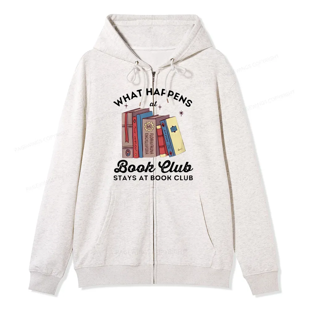 Pagewings Stays At Book Club Book Unisex Fleece Zip Up Hoodie
