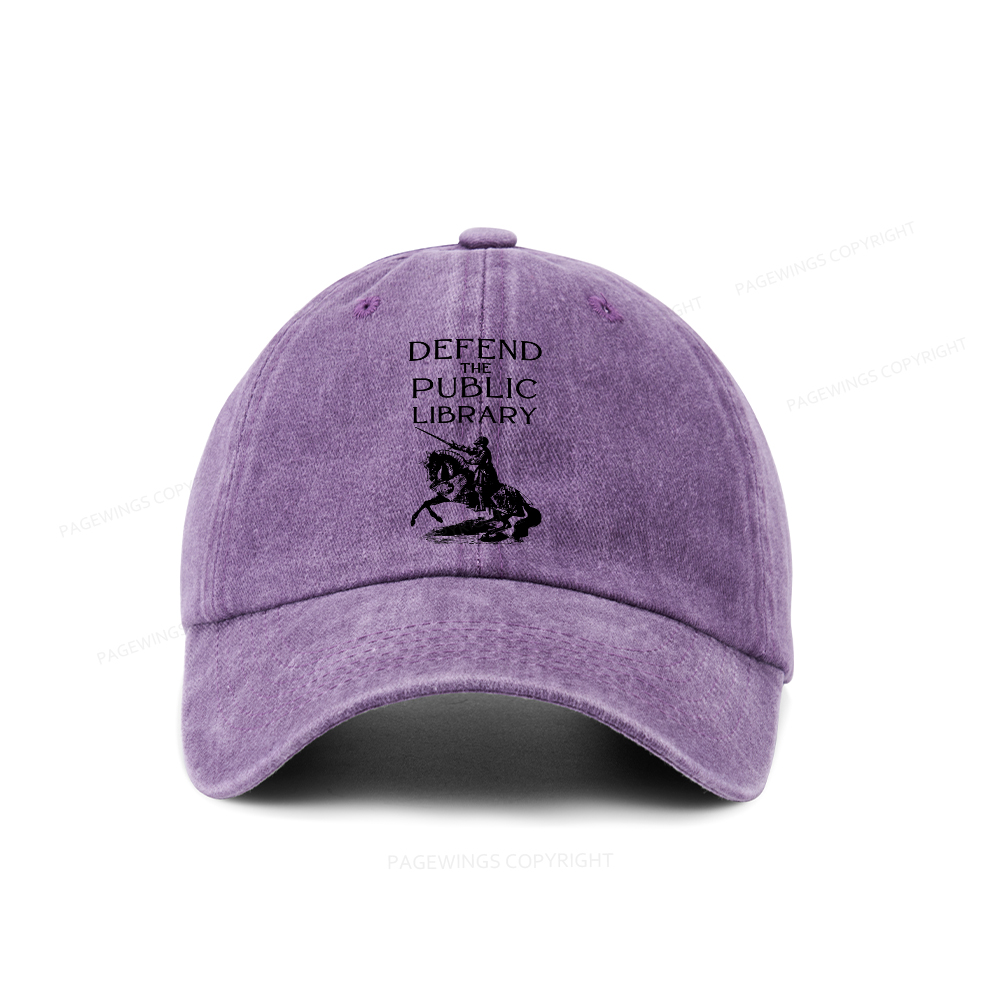 Pagewings Defend The Public Library Washed Cap