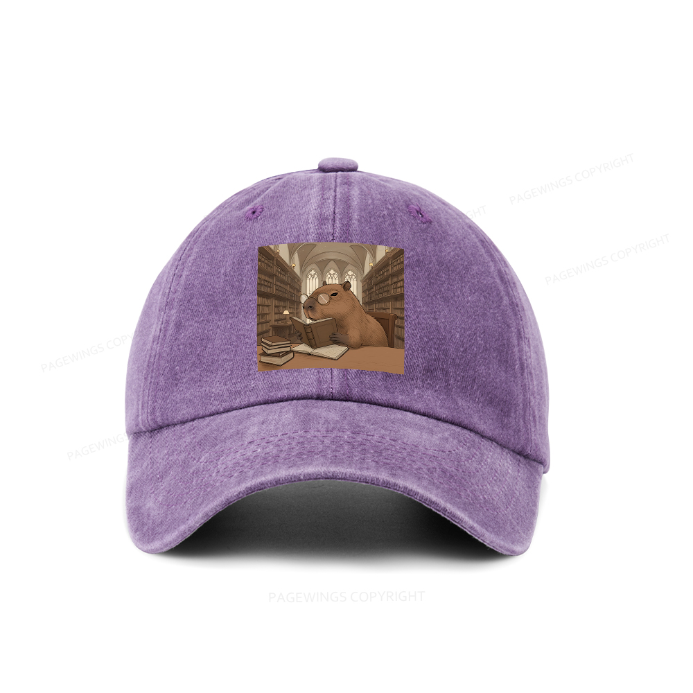 Pagewings The Reader Capybara Washed Cap