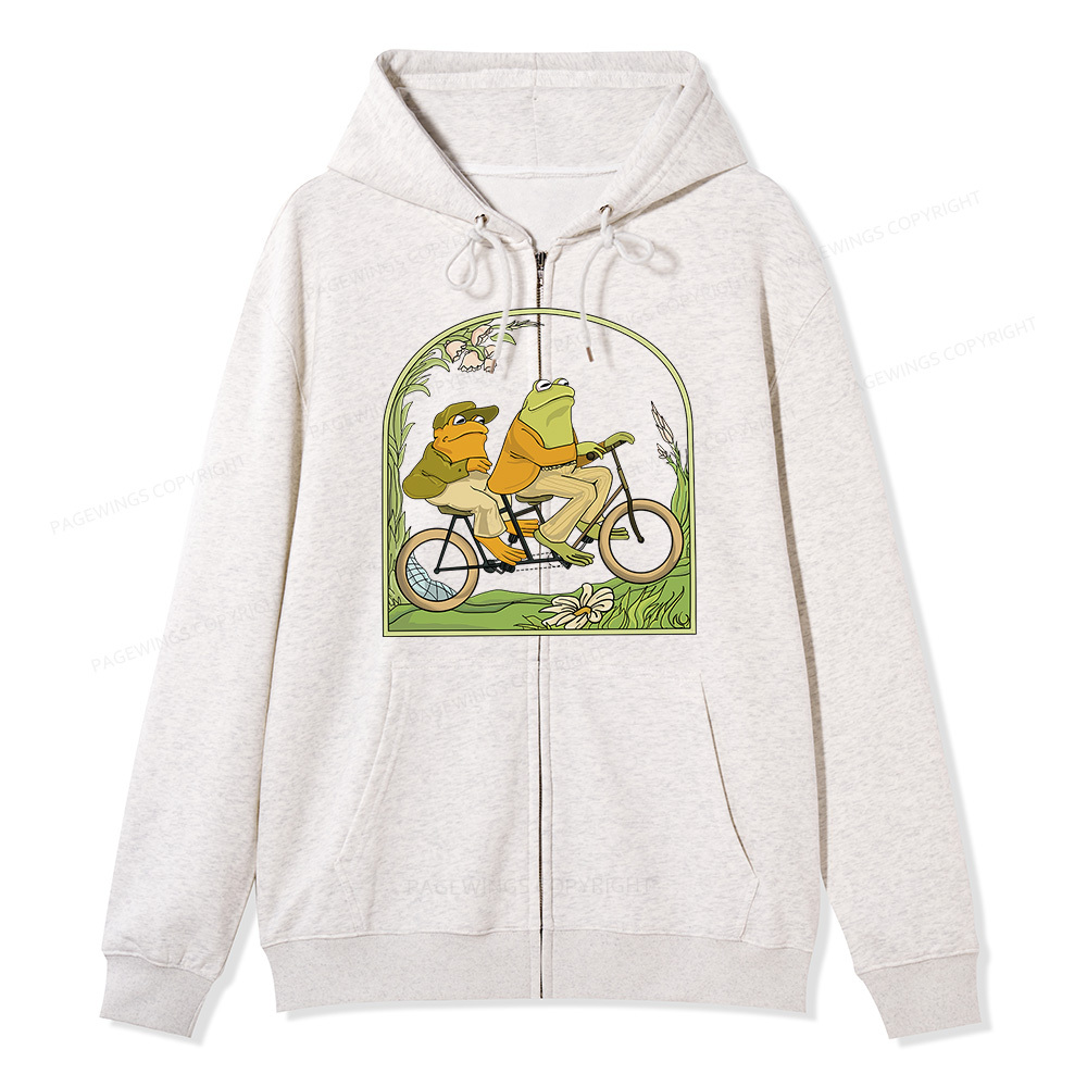 Pagewings Frog And Toad Book Vintage Unisex Fleece Zip Up Hoodie