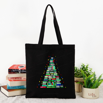 Pagewings Christmas Book Tree Tote Bag