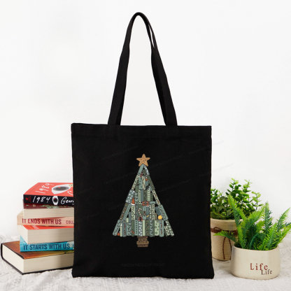 Pagewings Christmas Book Tree Tote Bag