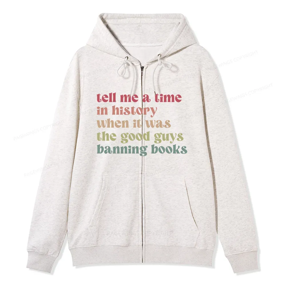 Pagewings Tell Me a Time in History Unisex Fleece Zip Up Hoodie