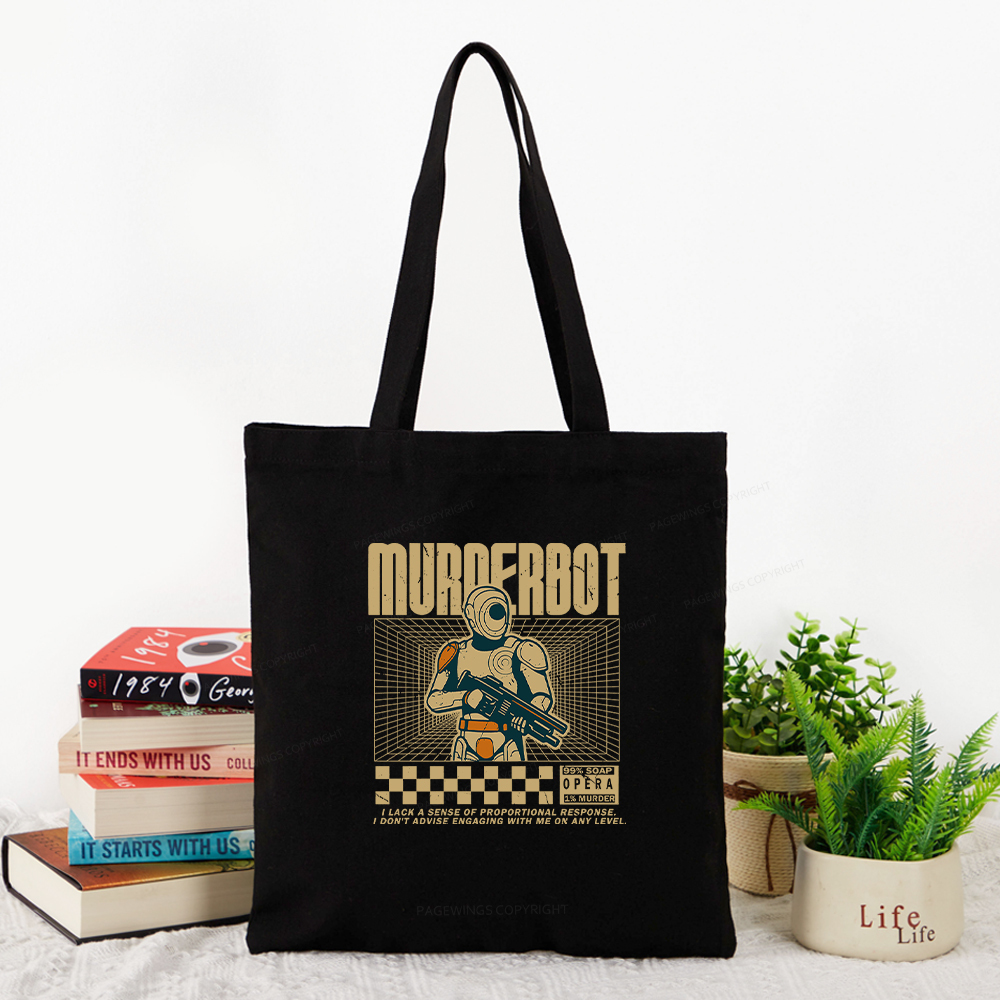 Pagewings Murderbot Tote Bag